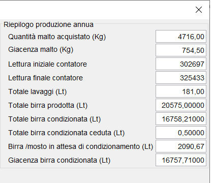 J-software - riepilogo produzione annua birra